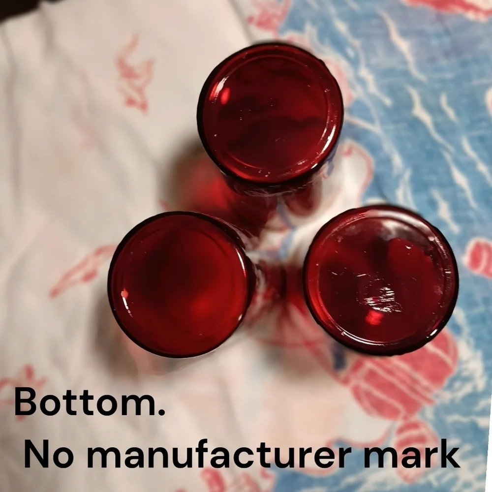 Vintage Red Glasses W Off-white Floral
